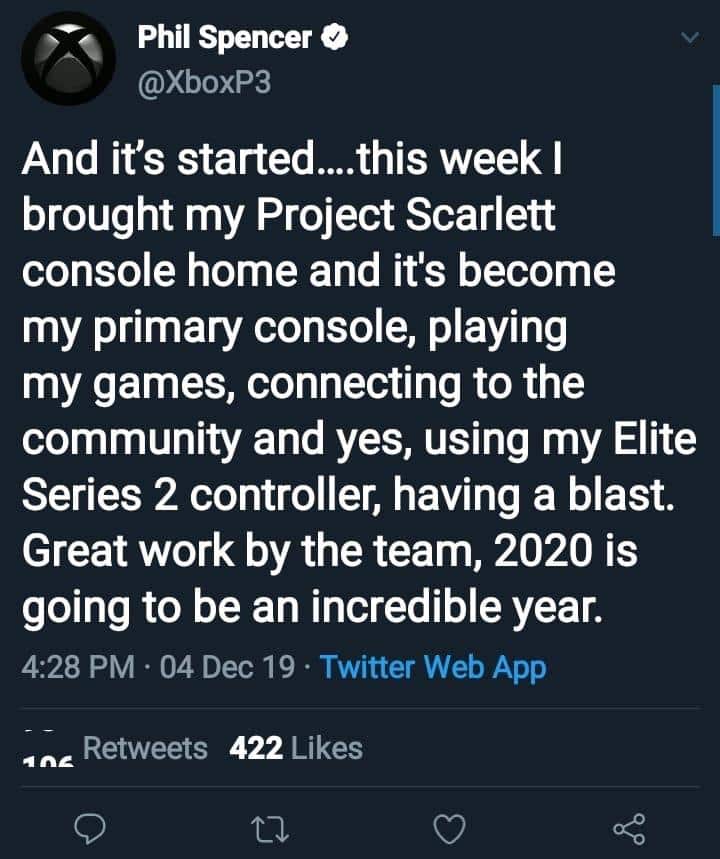 Phil Spencer já está jogando no Xbox Scarlett