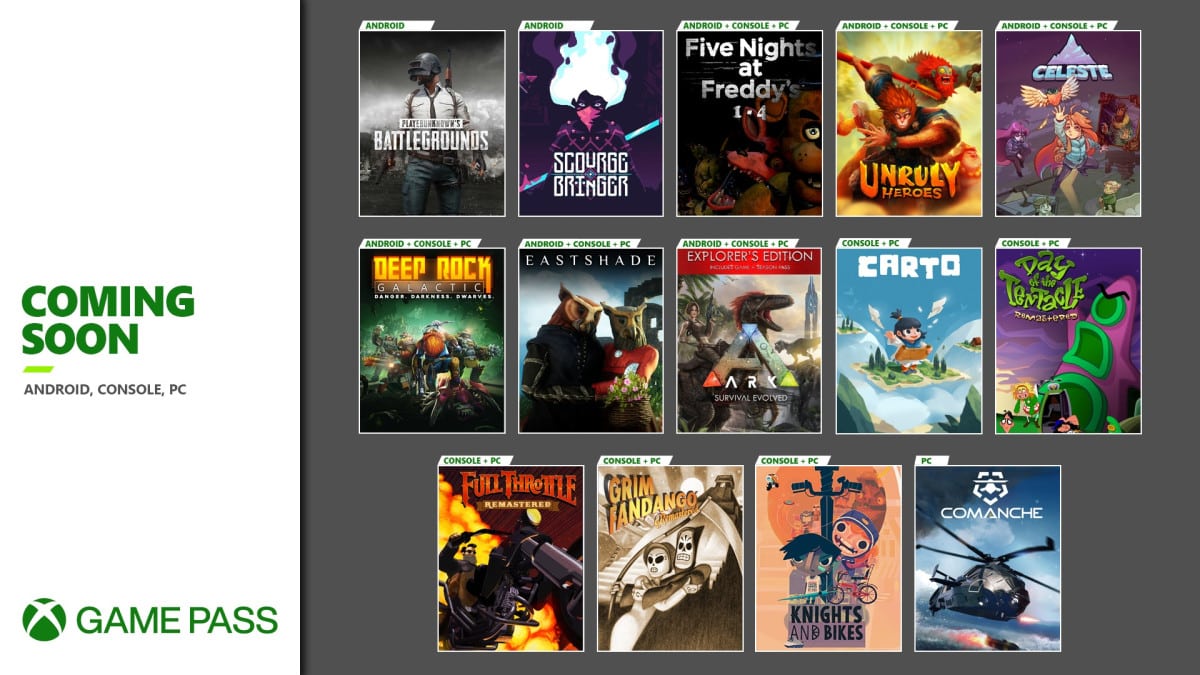 Próximas novidades do Xbox Game Pass incluem dois grandes jogos e Day One  Chegando hoje - Canal do Xbox