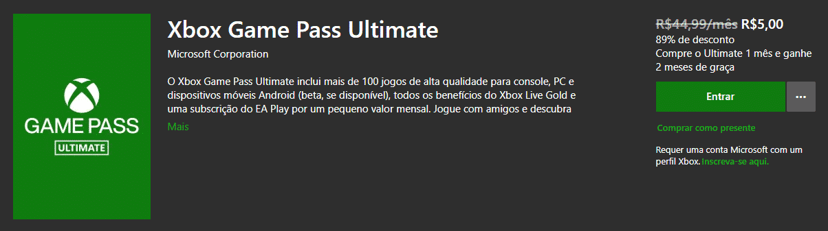 Subiu! Um mês do Xbox Game Pass passa de um real para cinco reais