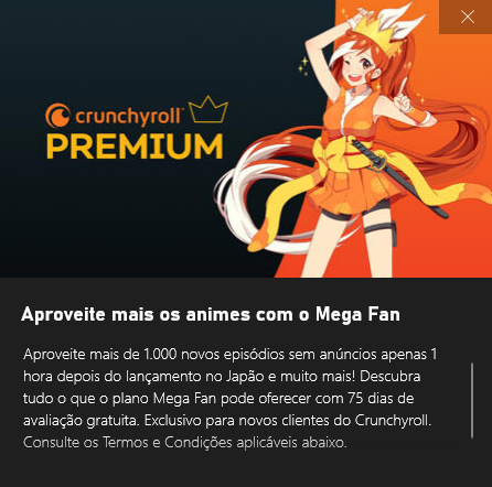 Desapego Games - Assinaturas e Premium > Crunchyroll Mega Fã