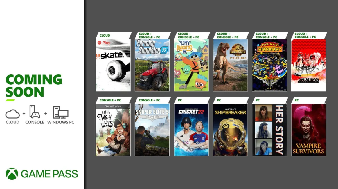 Xbox Game Pass novos jogos
