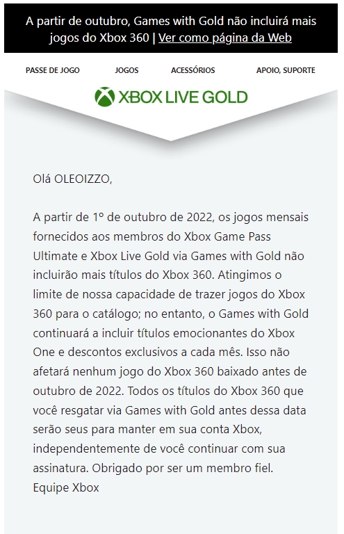 Confirmado! Jogos de Xbox 360 não serão mais distribuídos pela Games With  Gold 