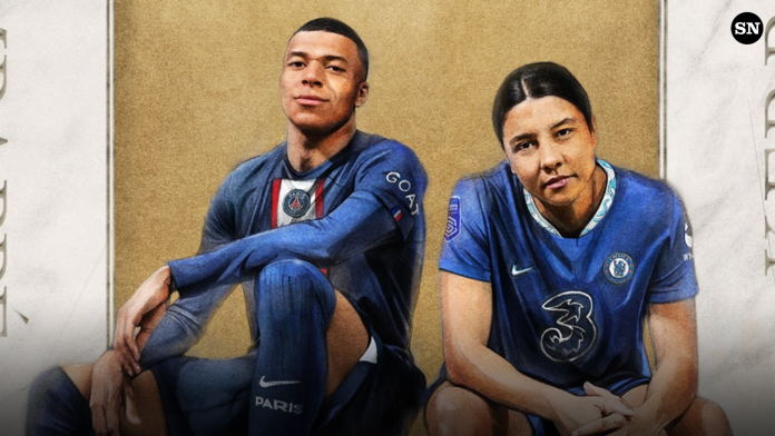 Sam Kerr e Mbappé na capa de FIFA 23