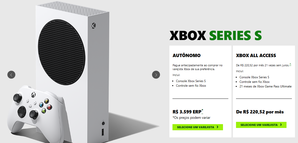 Microsoft aumenta preço do Xbox Series S no Brasil - Tecnologia