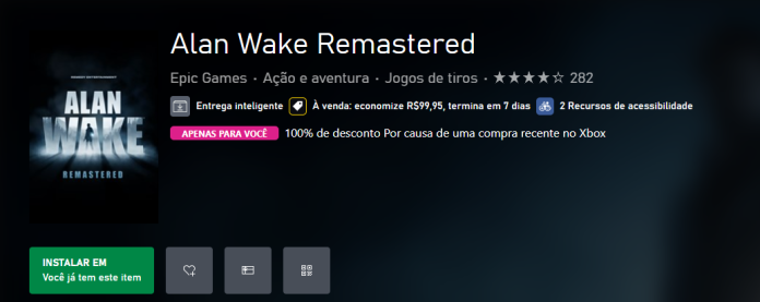 Bug? Alan Wake Remastered fica gratuito na loja do Xbox | Central Xbox