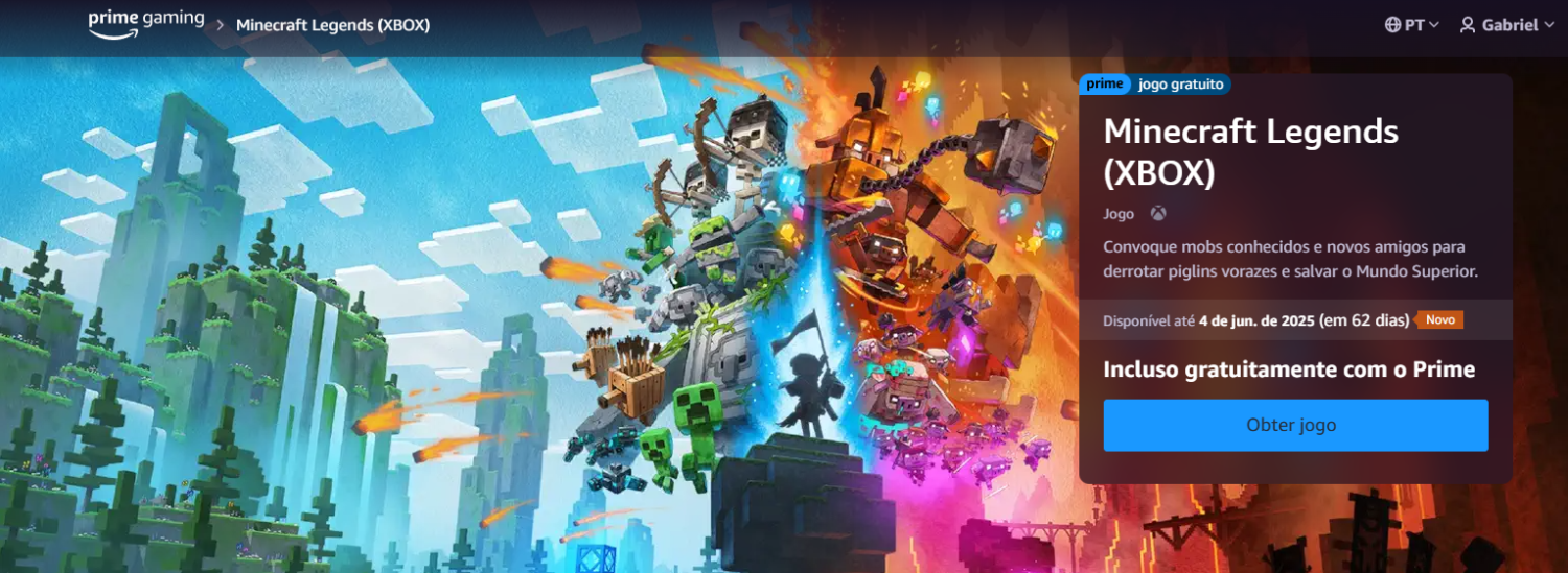 Bora aproveitar, meus amigos e minhas amigas! O Minecraft Legends está gratuito para assinantes do Amazon Prime através do Prime Gaming.