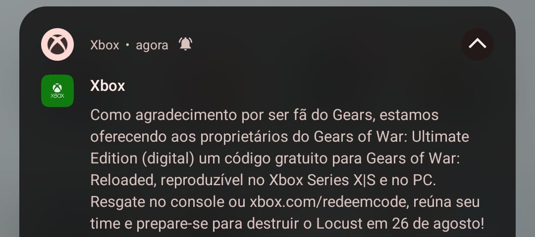o Xbox já começou a enviar as cópias do Gears of War Reloaded grátis para quem possui o jogo Gears of War Ultimate.