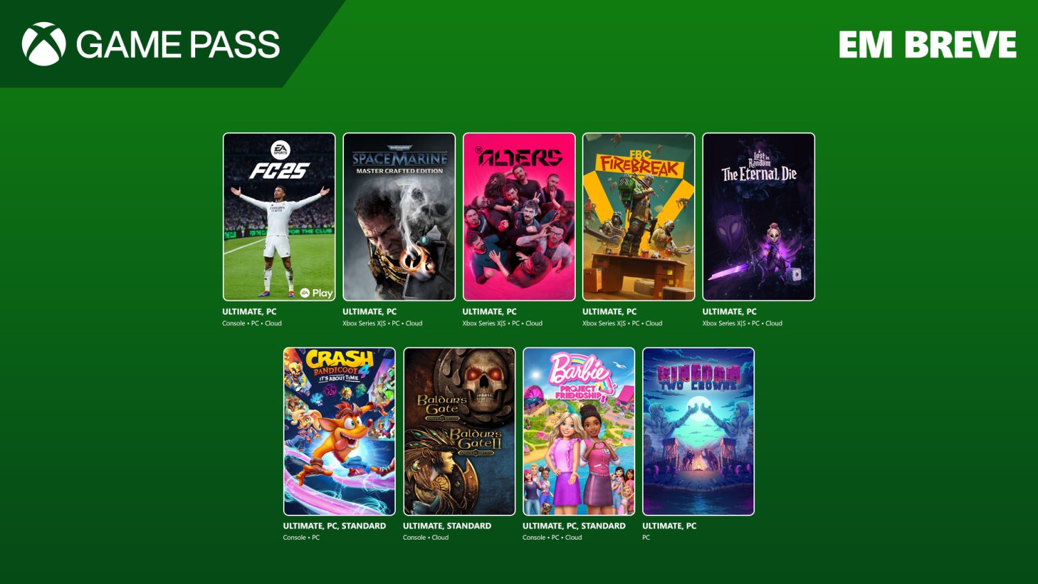 No seu site oficial, o Xbox revelou os próximos jogos do Xbox Game Pass (todos os planos) para junho. São nove jogos.