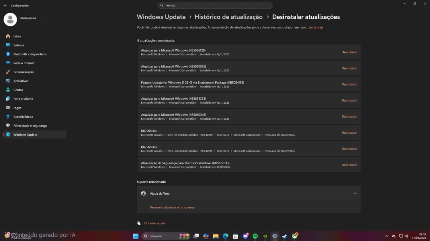 Segundo relatos do Reddit, a nova atualização do Windows 11 está afetando a performance de jogos em placas NVidia.